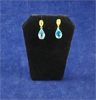 14k Gold Peridot & London Blue Topaz Earrings