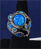 Iridescent Blue Stone Ring