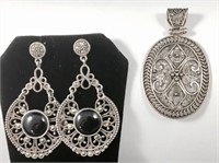 Sterling Silver Filigree & Marcasite Earrings (2)