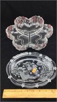 Pressed Glass Divided Tray and Oval Angel Plate