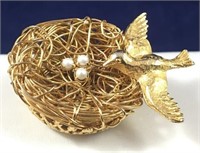 Vintage Bird Nest Pin