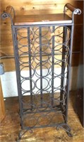 Iron and wooden wine rack