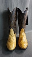 Nocona Full Quill Ostrich Cowboy Boots Size 9 D