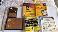 Award plaques and computer books