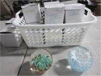 Collection of Paperweights - all white & green