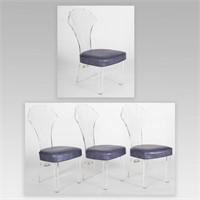 Four Lucite Fantail Dining Chairs
