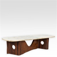 Sculpted Rosewood and Onyx Coffee Table