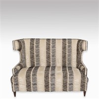 Winged Loveseat w/ Zebra Pattern Upholstery
