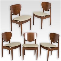 Set of Five John Stuart Walnut Dining Room Chairs