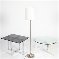 Floor Lamp, Glass Table and Glass End Table
