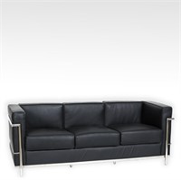 Corbusier Style Leather & Chrome Sofa