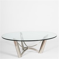 Brushed Steel and Glass Coffee Table