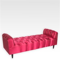 Oversized Tufted Bench w/ Satin Upholstery