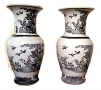 Pr Chinese Blue & White Vases