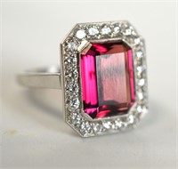 AGL Cert. Red Ruby/Sapphire Ring w. Diamonds