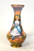 Limoge Vase w Lady, Signed