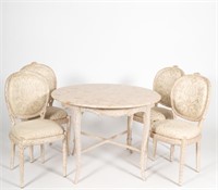 "Tree Form" Marble Top Dinette Table and Chairs