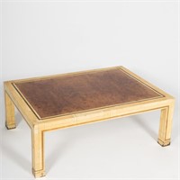 Faux Sheeted Ivory & Burl Coffee Table