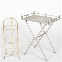 Aluminum Serving Tray & Brass Muffin Stand