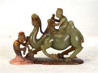 Chinese Celadon Jade Carving of Camel & Figural