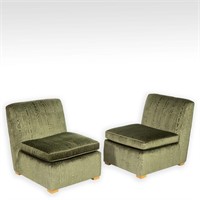 Pair Cut Velvet Slipper Chairs