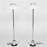 Pair Arteluce Chrome Floor Lamps