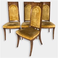 Four Mastercraft Burl Dining Chairs