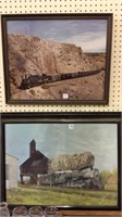 Pair of Framed Train Pictures Including Rock