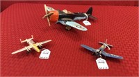 Group of 3 Military Toy Airplanes Including Lg.