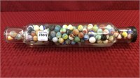 Glass Rolling Pin w/ Old Marbles