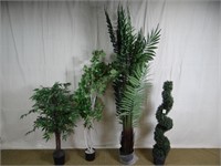Lot of 4 Decorative Faux Plants