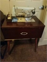 Kenmore Sewing Machine W/ Wood Cabinet Table