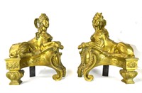 Pair of Bronze Spheney Chenets