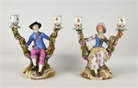 Pair Meissen Figural Candle Stick Holders