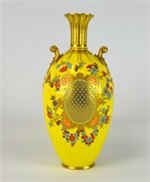 English Royal Crown Derby Vase Yellow Jeweled