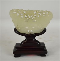 Chinese Jade Butterfly Shape Carving w Stand