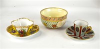 Three Porcelain Pieces(2 Cups & Saucer, Bowl)