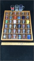 Shot Glass Collection with Shot Glass Cabinet
