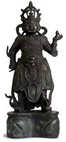 Ming. Large  Chinese Bronze Figure of Guard God