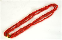 14K Three Strands Coral Bead Necklace