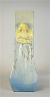Art Noveau Ceramic Vase w Lady and Flower