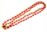 14K Two Strands Coral & Pearl Beads Necklace