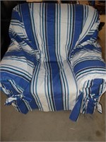 Royal/White Striped Arm Chair Cover