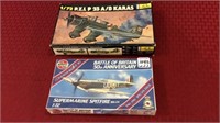 2 Military Airplane Kits-Unassembled w/ Boxes