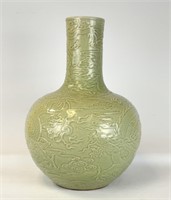 Large Chinese Celadon Glazed Bottle Vase