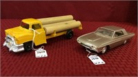 Lot of 2 Including Iron Chevy Logging Truck-1950's