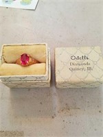 Vintage 10 K Gold  Ring with red Stone
