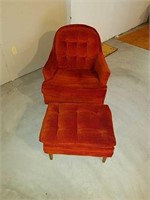 Vintage half round overstuffed chair, looks to be