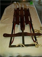 Vintage wooden sled with steel runners, I cannot