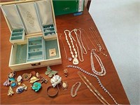 Jewelry Box with Costume Jewelry, Vintage